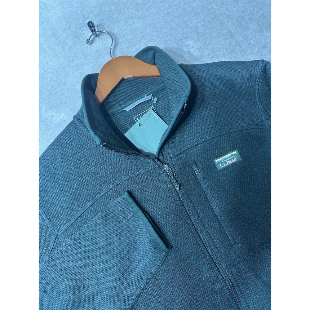 NWT L.L. Bean Mens Large Hunter Green Fleece Full Zip Jacket